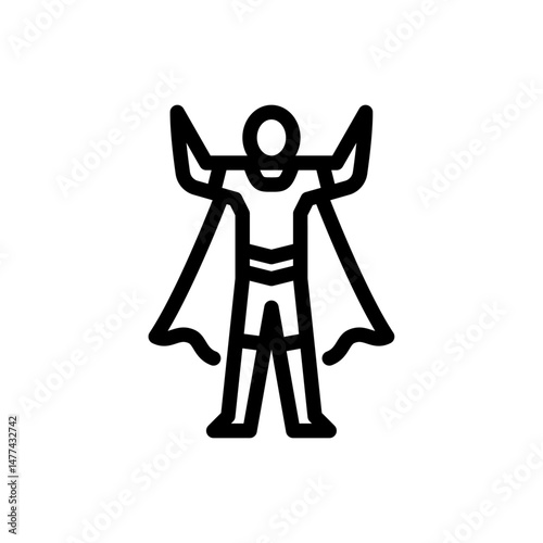 superhero outline icon. hero figure line art illustration.