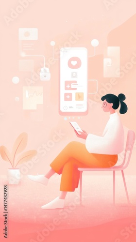 Digital interaction depicted by a person using a phone.