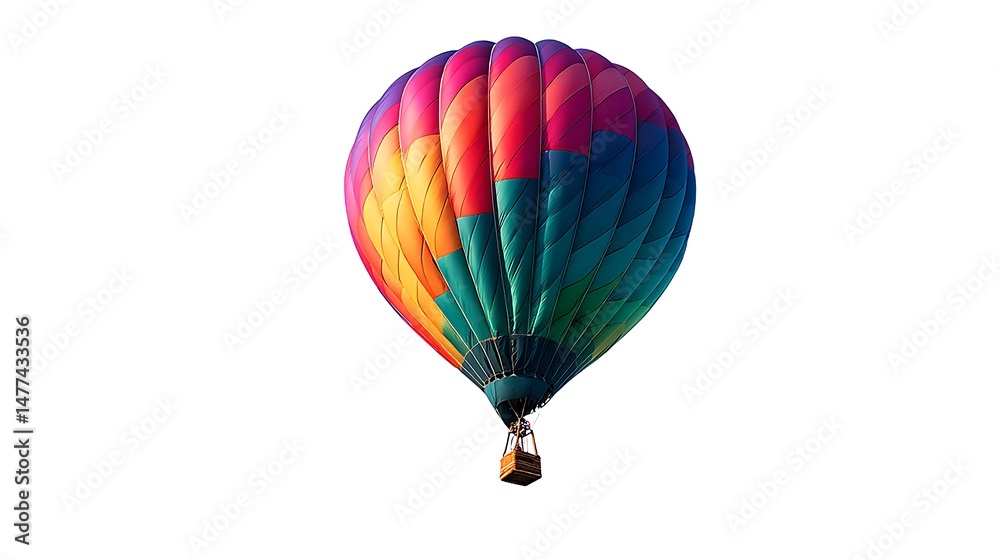 Fototapeta premium Vibrant hot, air balloon isolated