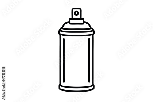 Outlined spray can presents simple and clear design against the white backdrop