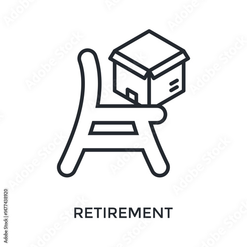 Retirement Icon Outline Style. Vector Illustration For Graphic Design