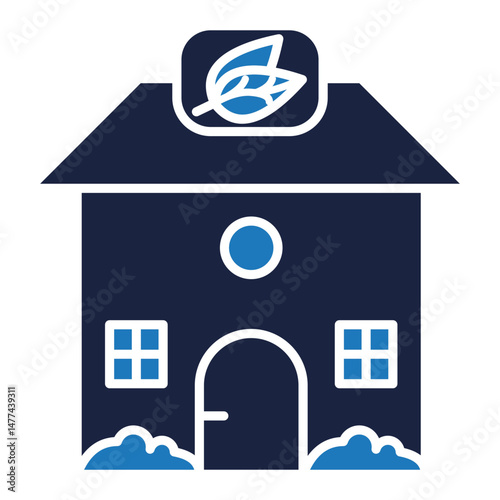 eco house icon blue