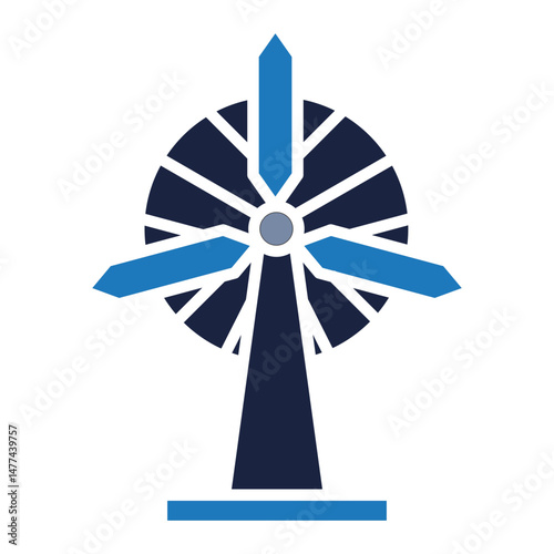 Wind Turbine icon blue