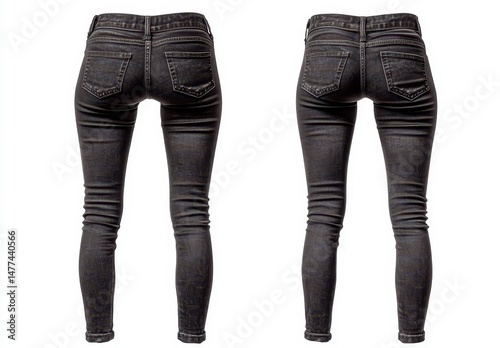 Dark wash jeans, back view photo