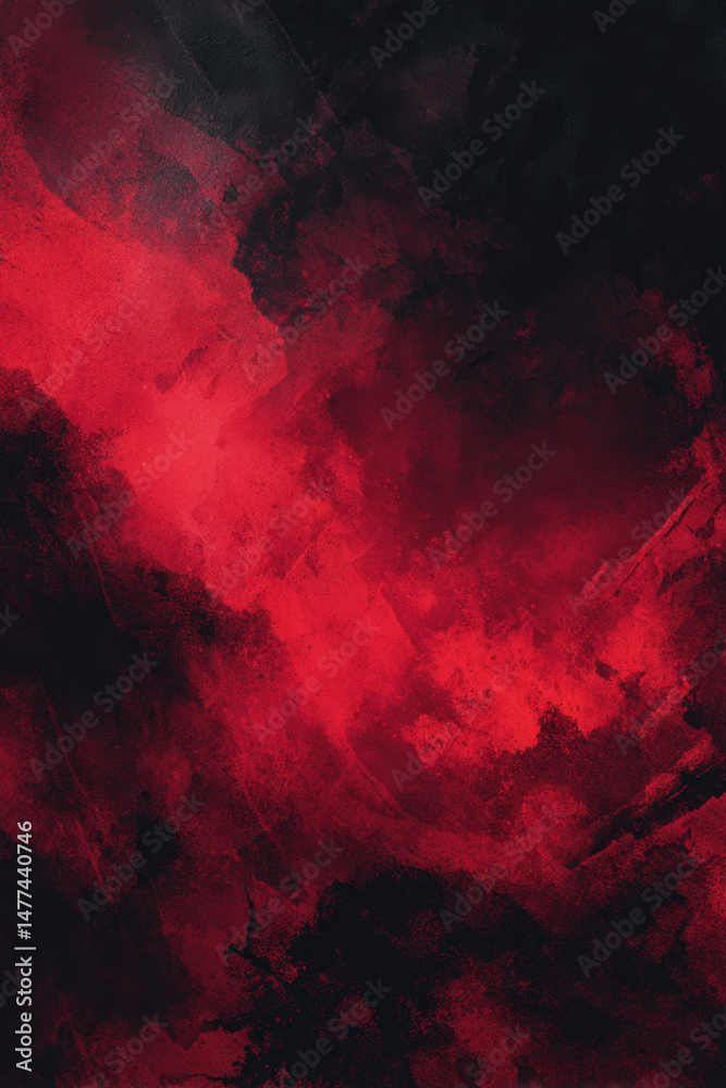 Fototapeta premium Abstract painting with deep red hues swirling with dark tones creating a dramatic effect