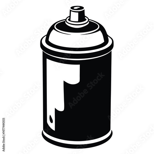 Black spray can with dripping paint stands out