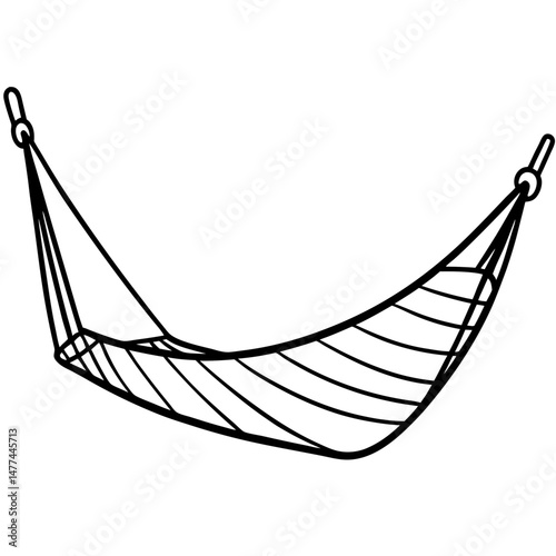 Simple Black Hammock Silhouette on White Background