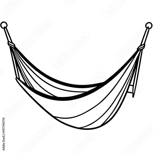 Simple Black Hammock Silhouette on White Background