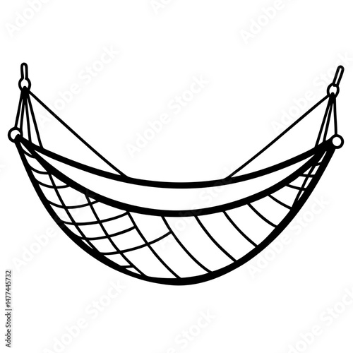 Simple Black Hammock Silhouette on White Background