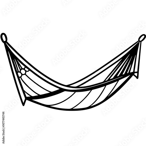 Simple Black Hammock Silhouette on White Background