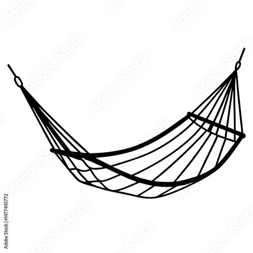 Simple Black Hammock Silhouette on White Background