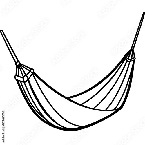 Simple Black Hammock Silhouette on White Background