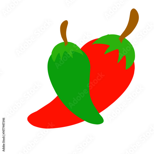 Stylized chili peppers in vibrant hues against a dark backdrop illustration