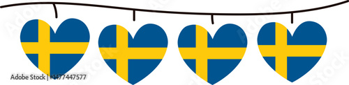 National day in sweden.  Png paper garland heart shape national color. 