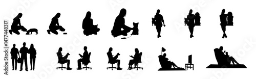 Little dog doctor standing in different styles vector set.