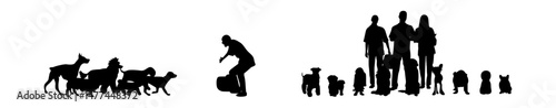 Doctor playing with his dog and a group of doctors standing by to treat