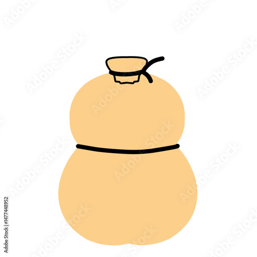 Stylized gourd illustration against a stark black backdrop showcasing simplicity