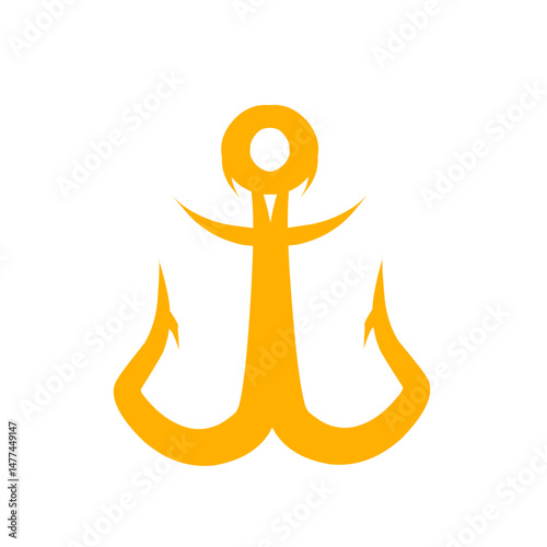 Bold golden anchor illustration with a classic vintage nautical symbol design