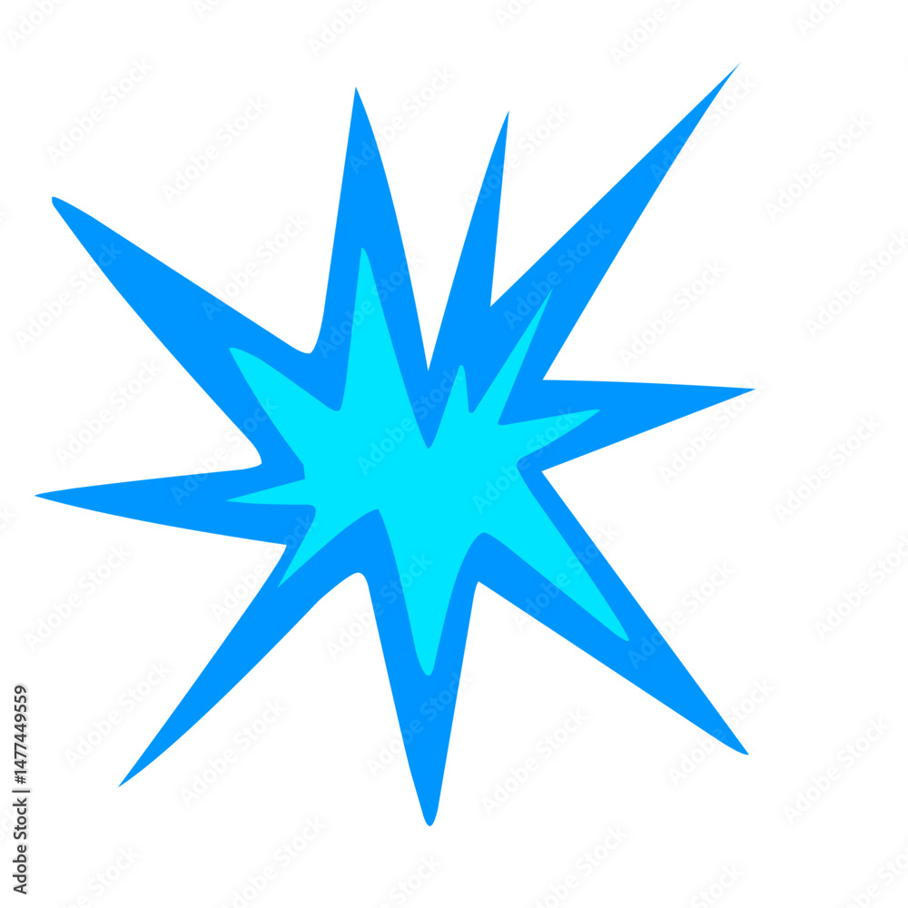 Stylized azure burst illustration against jet-black canvas with sharp angles Stylized azure burst illustration against jet-black canvas with sharp angles