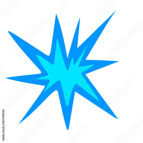 Stylized azure burst illustration against jet-black canvas with sharp angles