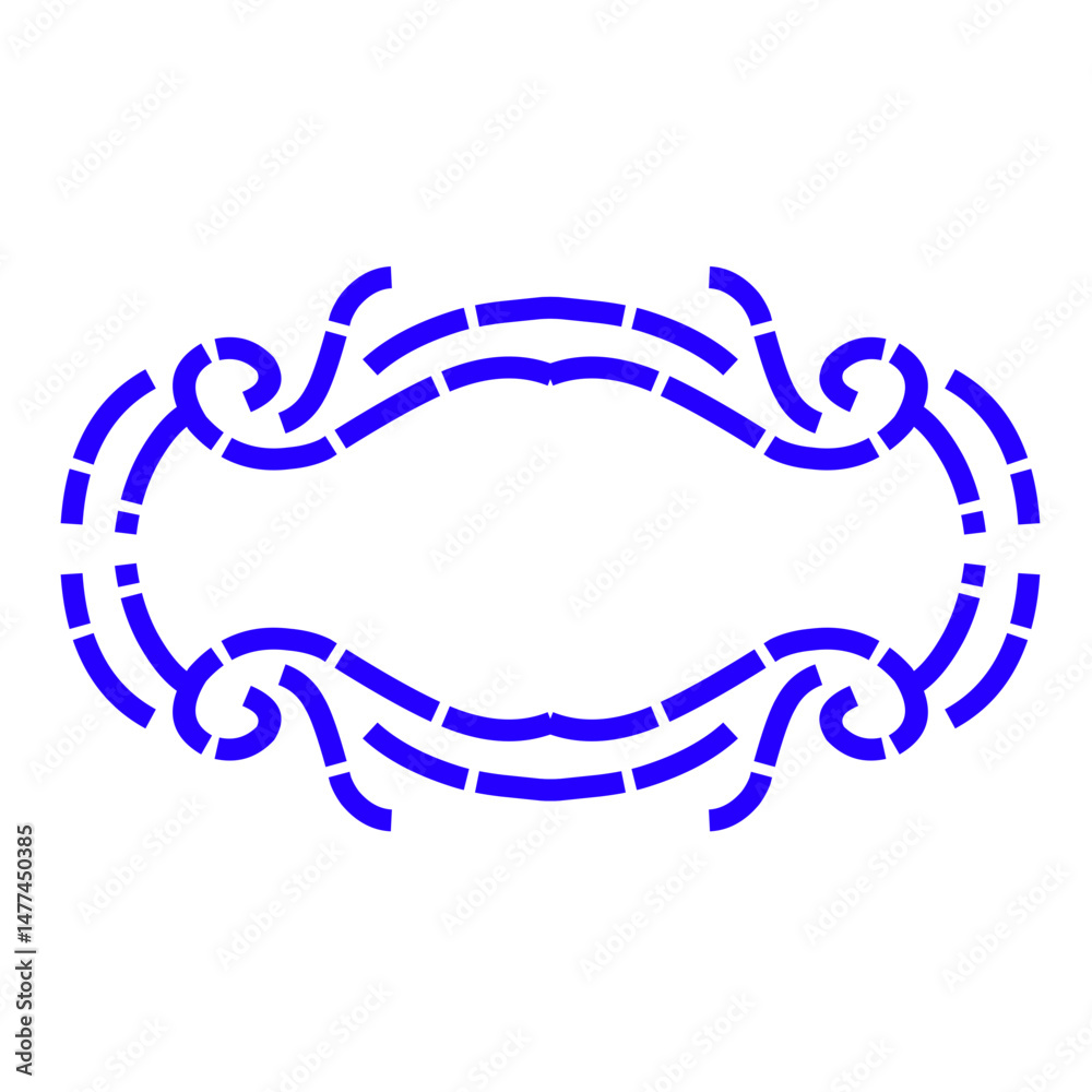 Intricate Blue Ornamental Frame Design Against a Striking Black Background