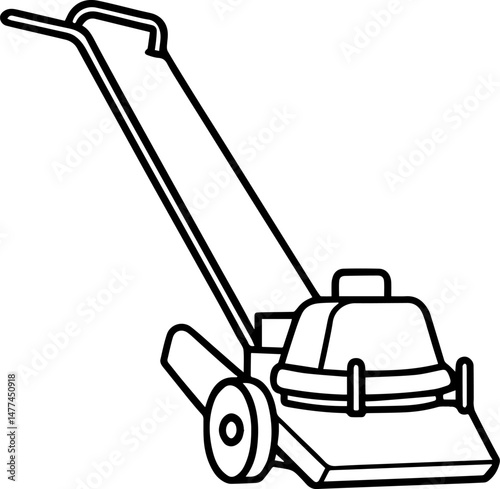 brush cutter machine outline vector illustration, line art