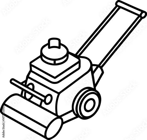 brush cutter machine outline vector illustration, line art
