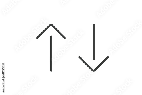 Vector icon depicting upward and downward arrows representing movement or change in a clear and minimalist design