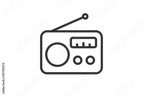 Vintage radio icon design suitable for music, broadcasting, or retro themes in digital art and technology