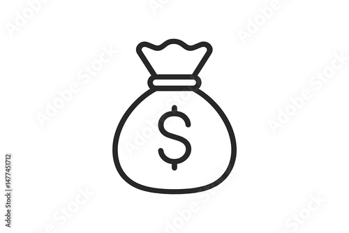 Vector icon of a money bag with a dollar sign for financial and business concepts