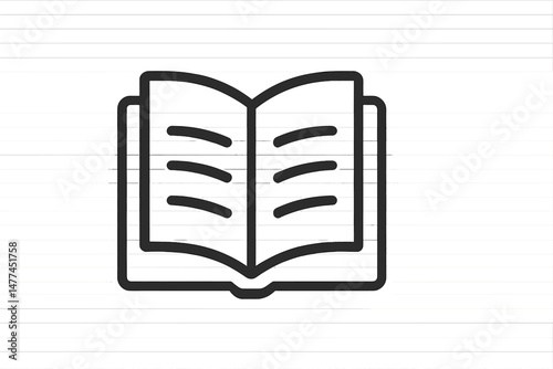 Open book vector icon representing education and learning materials for various subjects