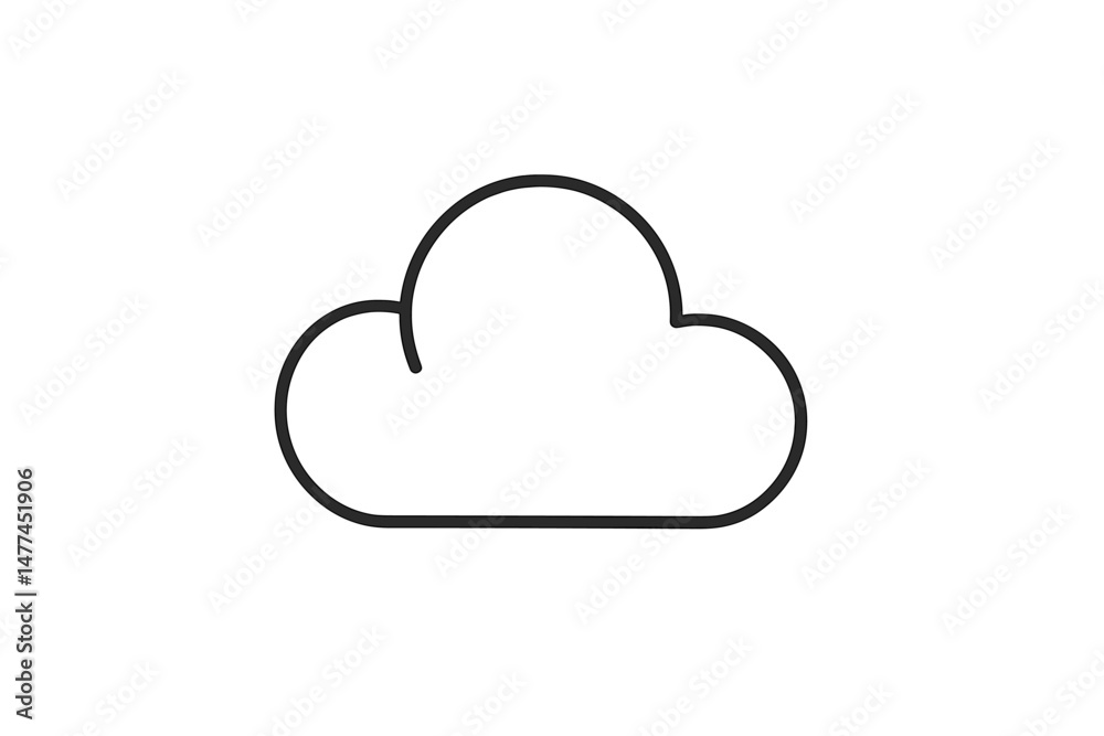 Stylized vector cloud icon designed for digital applications and graphic design projects with a minimalist aesthetic Stylized vector cloud icon designed for digital applications and graphic design projects with a minimalist aesthetic
