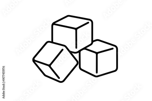 Vector icon showcasing three geometric cubes arranged in a creative layout indicating structure and design concepts