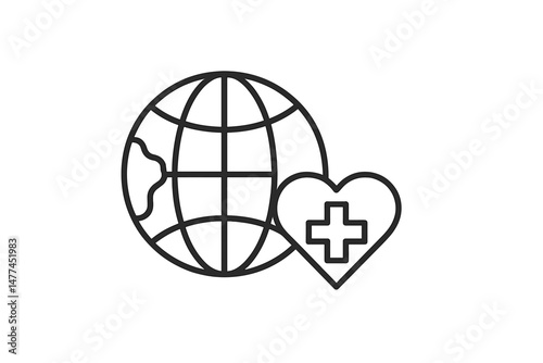 Global health care concept with globe and medical heart symbol illustrating worldwide health awareness