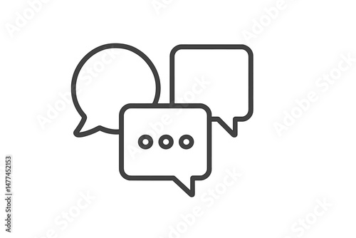 Vector icon depicting multiple speech bubbles for communication and conversation design use in various applications