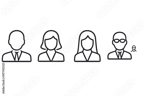 Diverse vector icon representing various professional figures in business attire
