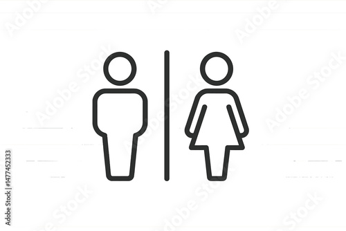 Icon representing male and female gender symbols separated by a line in a minimalist design suitable for various applications
