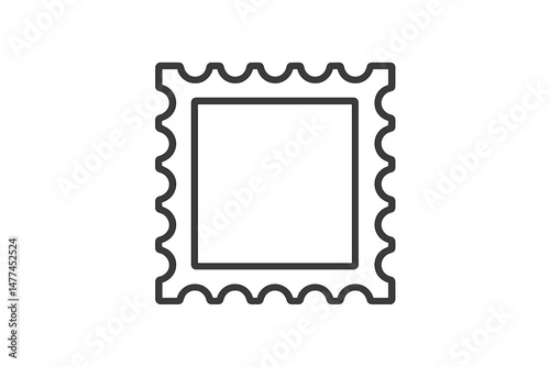 Vector icon representing a blank postage stamp with serrated edges and a square center for customization