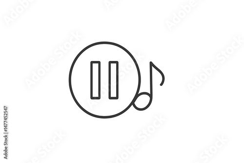 Pause button with musical note symbolizing a break in music playback to enhance user interaction and experience in digital applications