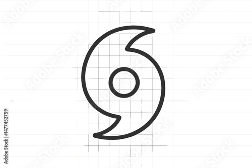 Vector icon of a hurricane symbol representing stormy weather and tropical cyclones