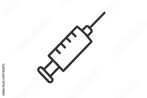 Vector icon representing a medical syringe commonly used for vaccinations or injections in healthcare settings