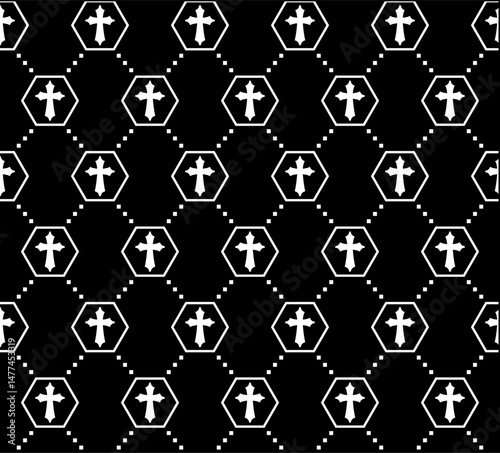 Gothic cross monogram minimalist pattern