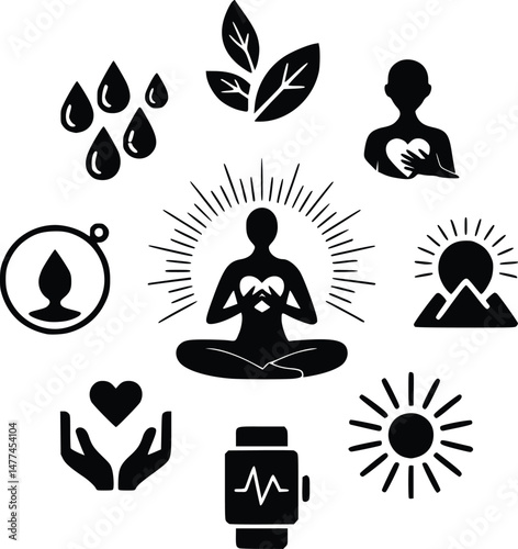Mindfulness Nature Meditation Nature Sleep Icons Mindful Living Lifestyle Yoga Fitness SelfCar