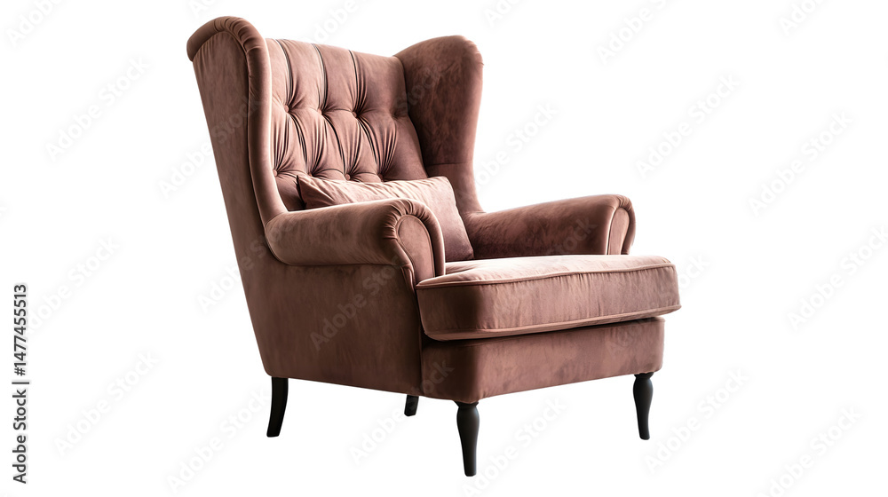 Fototapeta premium Elegant Cozy Wingback Armchair with Enveloping High Back - Luxurious Furniture