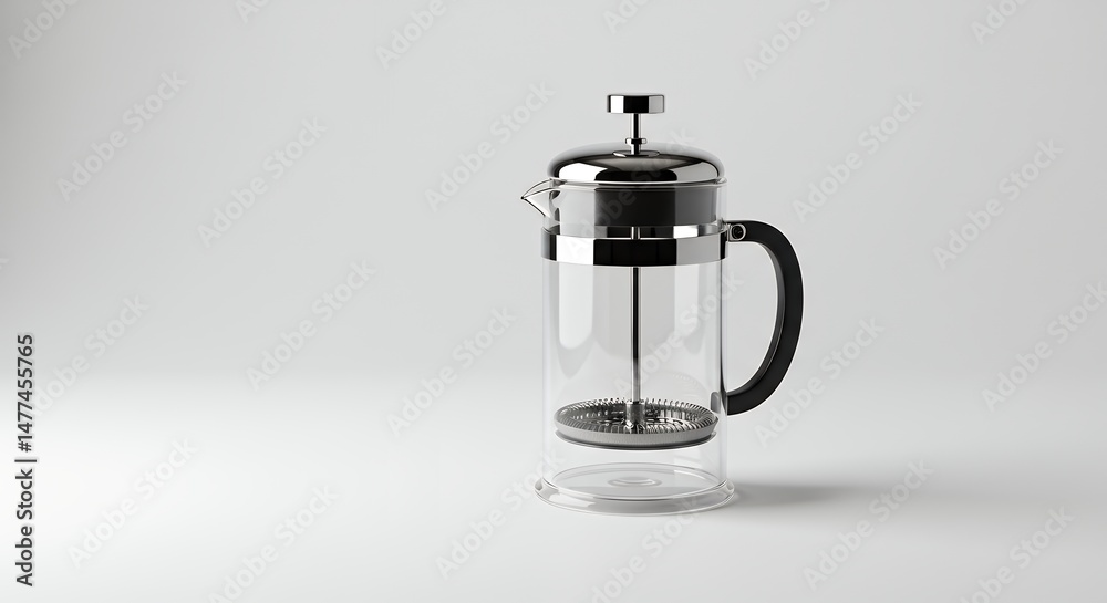 Obraz premium Sleek French Press Coffee Maker on White Background