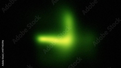 Black background with abstract green neon light speckled grains, bright color gradient with soft texture