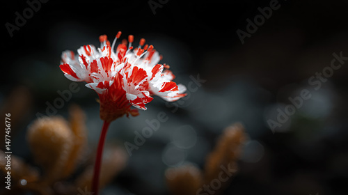 Stun red and white heyday blossom close up. photo