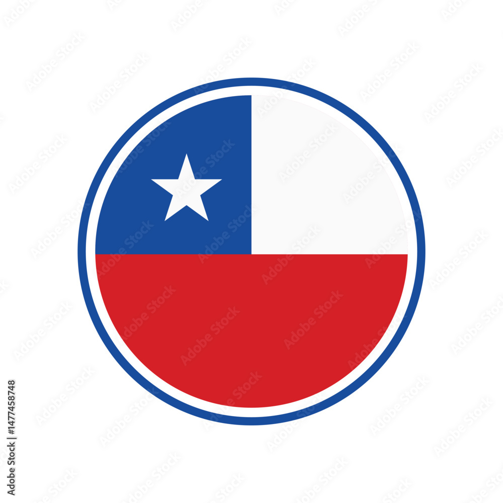 Chile as round glossy icon, circle vector flag isolated on checkerboard transparent background. EPS10 Chile as round glossy icon, circle vector flag isolated on checkerboard transparent background. EPS10