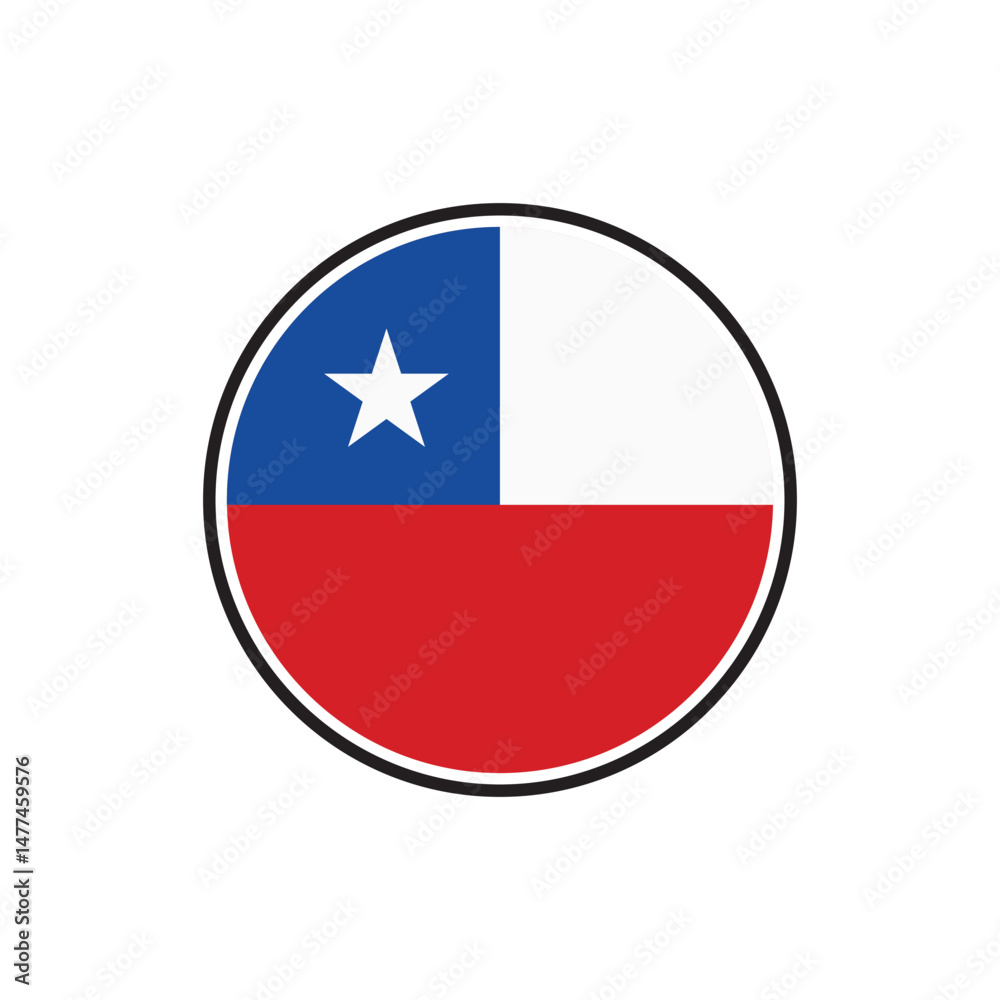 Circle chile flag with icon vector isolated on white background, EPS10 Circle chile flag with icon vector isolated on white background, EPS10