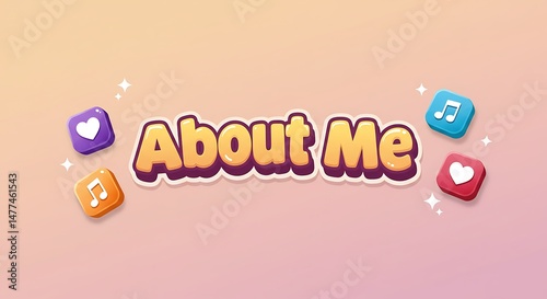 About Me Illustration Heart Music Notes Elements